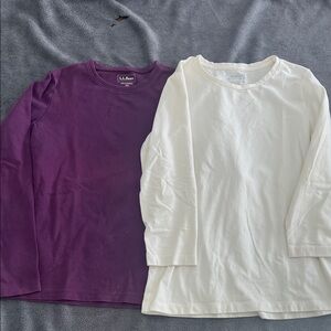 L.L. Bean (purple) Long Sleeve Tee and CHICO’s (Soft White) Long Sleeve Tee.